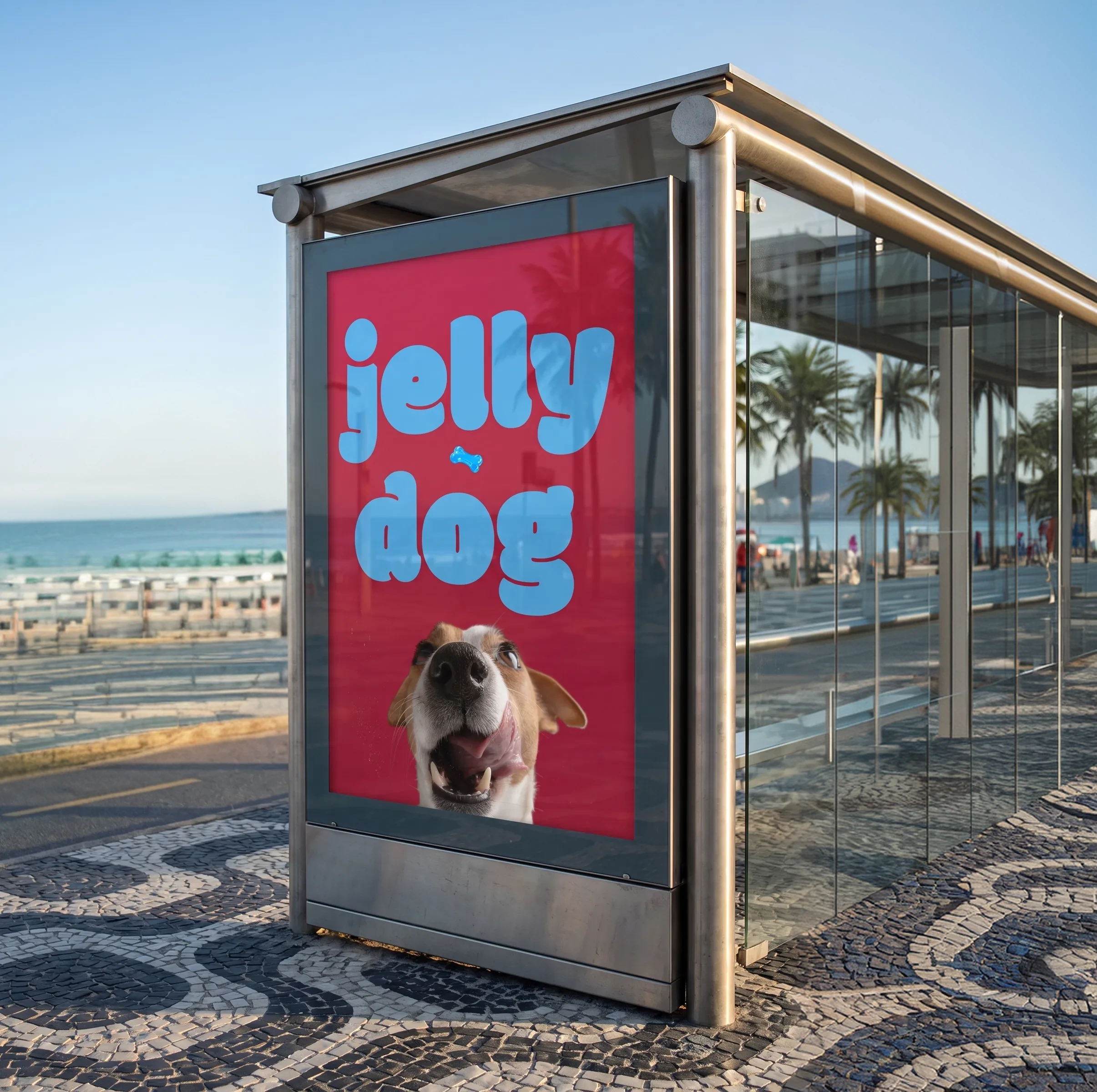 Jelly Dog bus stop poster in Rio