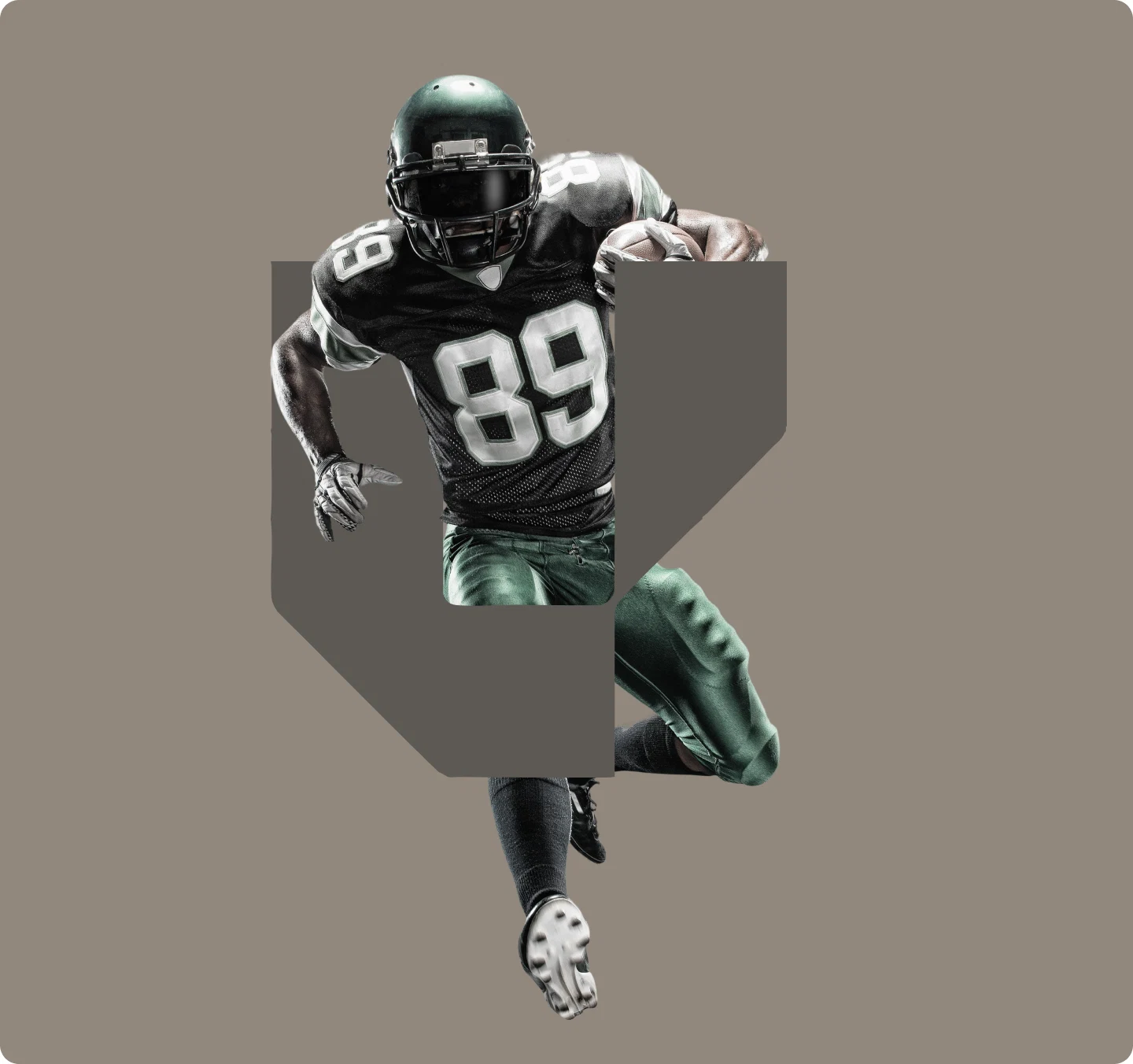 A football player with the Level Up symbol