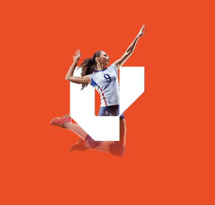 A basketball athlete with the Level Up symbol
