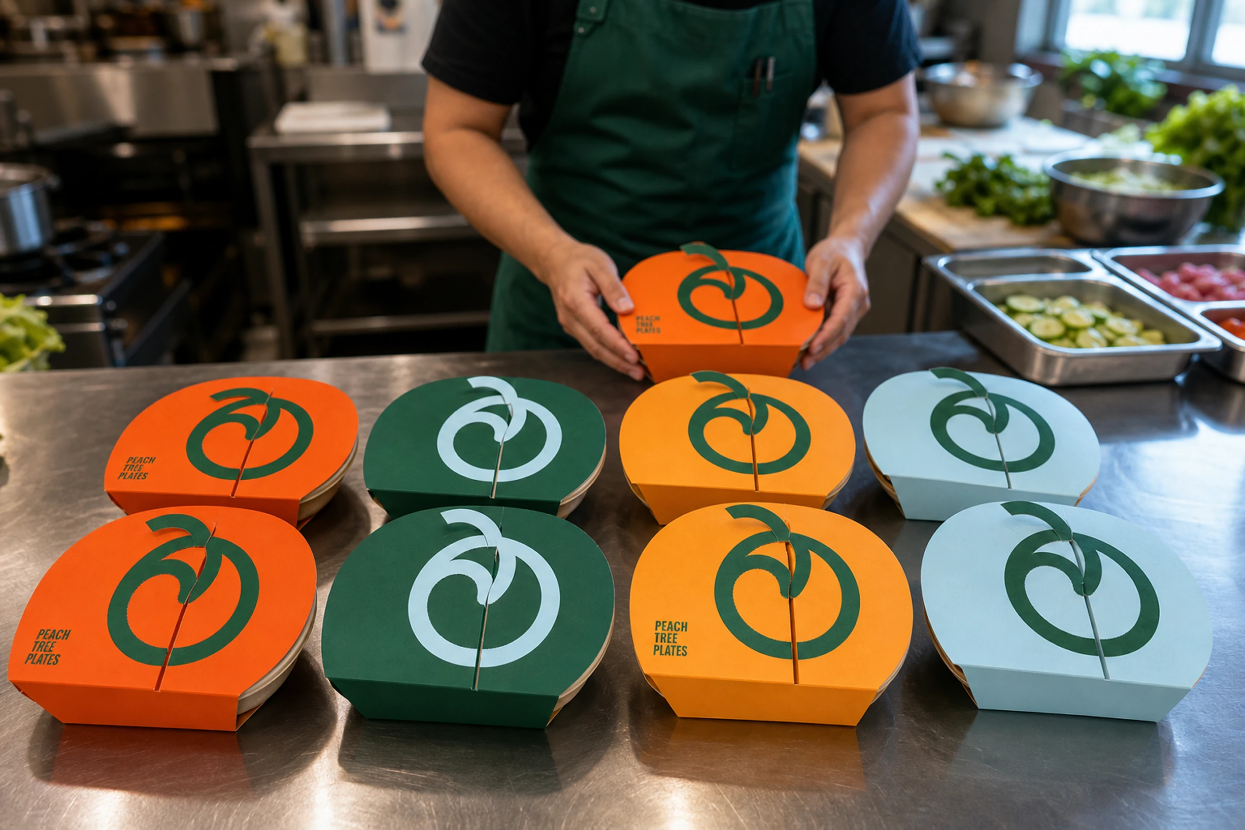 PeachTree Plates meals being packed in the kitchen