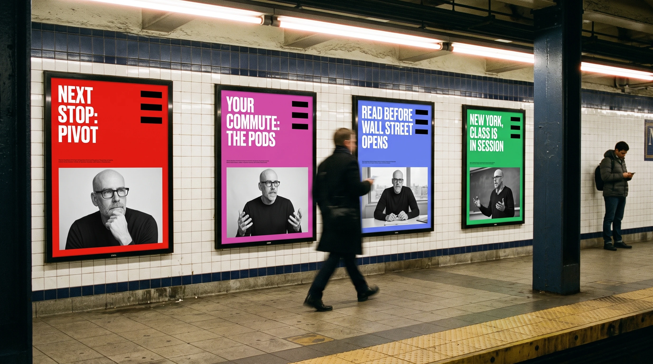 Posters on a subway platform
