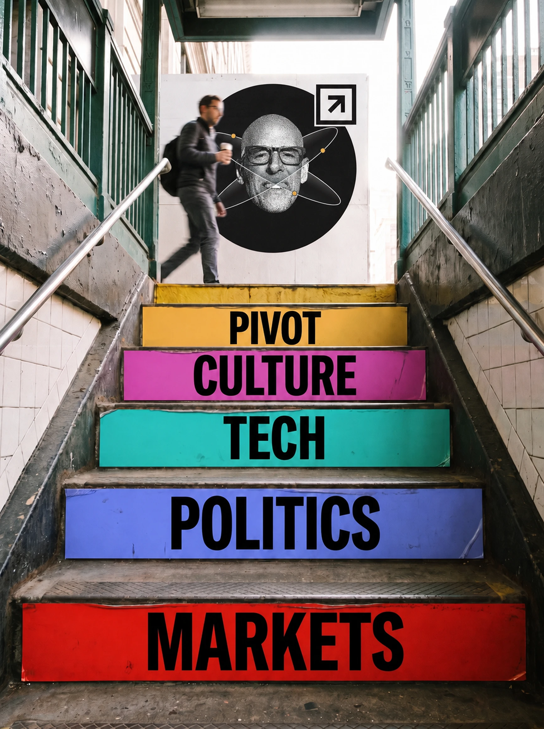 Subway stairs with the content categories