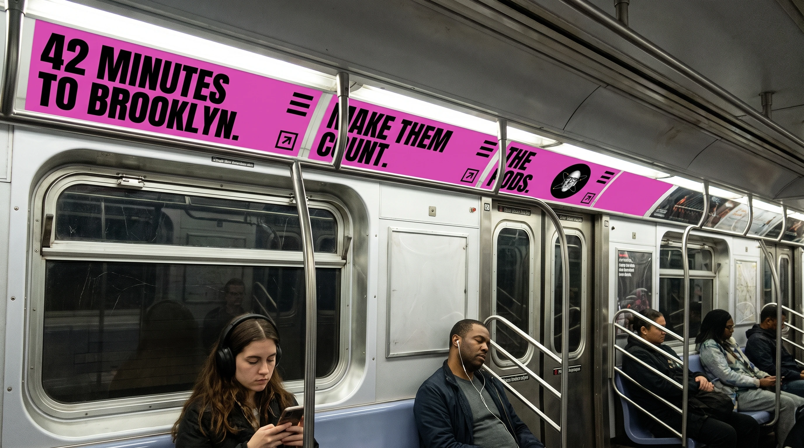 Advertising inside a subway car