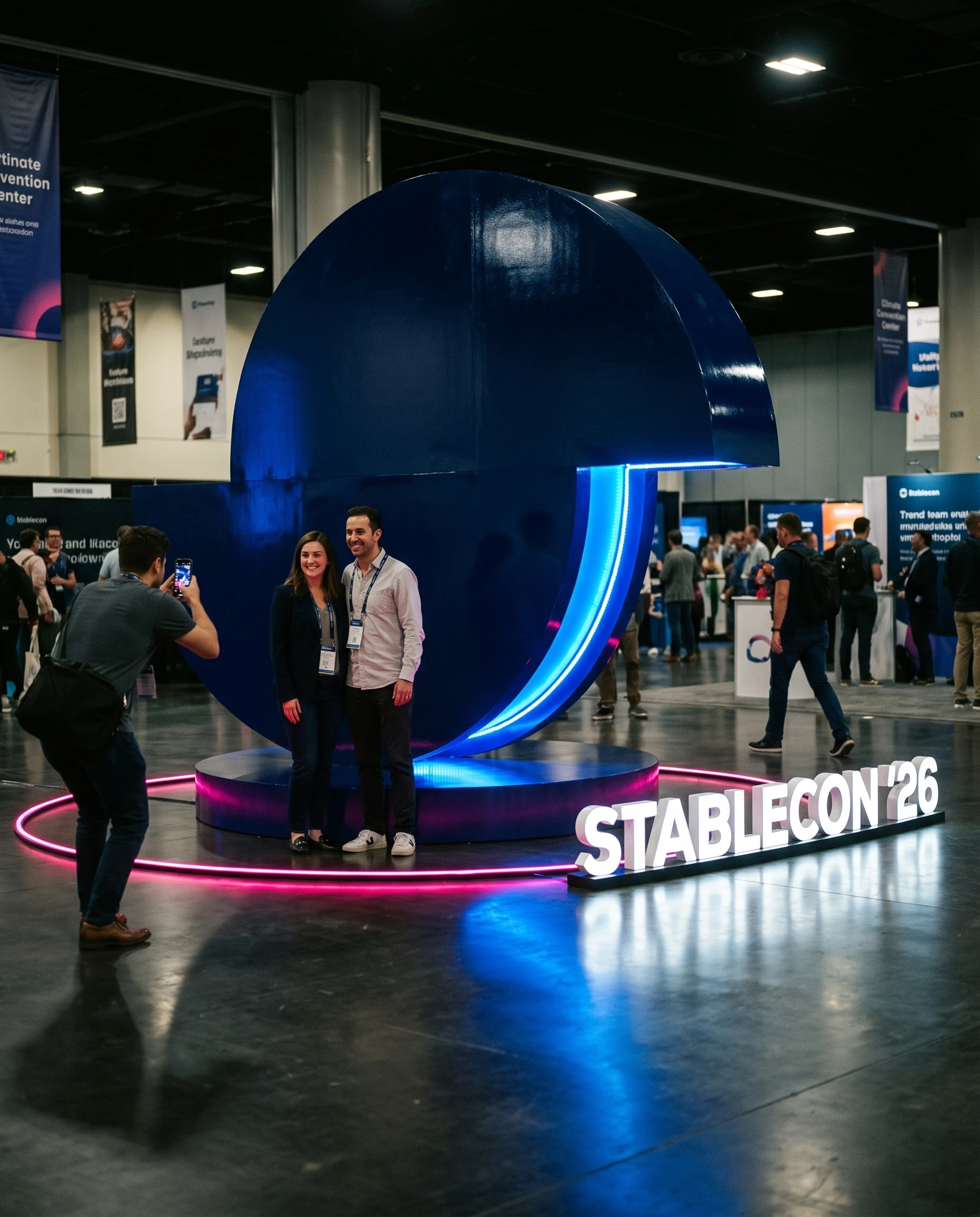 Attendees at the Stablecon '26 portal structure