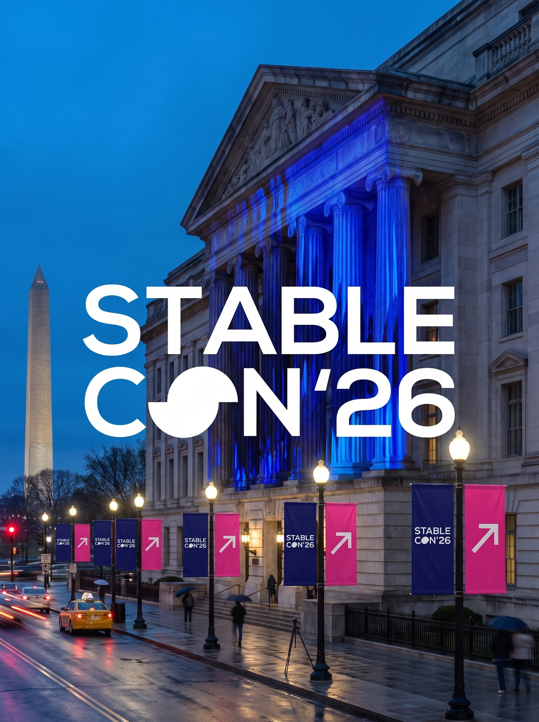 Stablecon '26 street banners in Washington
